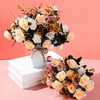 Hotop 12 Bunches of Artificial Flowers Centerpiece 13 Inches Silk Faux Roses Bouquets for Table Decoration Realistic Bouquet Arrangement Boho Faux Flowers for Wedding (Champagne)
