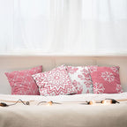 Ambesonne Retro Throw Pillow Cushion Case Pack of 4, Trellis Grid Medieval Floral Damask Mandala Flower Ornament in Modern Monochrome, Modern Accent Double-Sided Digital Printing, 18", Pastel Pink
