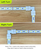 JACKYLED 8mm 2 Pin LED Strip Connectors Lights Connector, L Shape Gapless Solderless Connectors LED Adapter Light Extension Connectors for 8mm Wide Single Color Flex LED Strips - 8mm 2pin Total 22Pcs