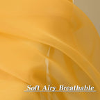 HUTO Gold Yellow Sheer Curtains 63 Inches Long for Living Room Rod Pocket Top Window Sheer Panels Curtains for Bedroom 2 Panels
