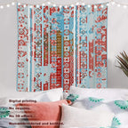 Batmerry Blue Grey Boho Garbage Tapestry, Red Wall Art Hanging Decoration Polyester Fiber White Ruffled Around for Dorm Room Bedroom Living Room, 59.1x59.1 inches