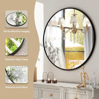 HARRITPURE Round Mirror 18 Black Wall Mounted Circle Mirrors Vanity Mirror with Brushed Aluminum Alloy Frame Modern Decoration for Bathroom, Living Room, Vanity, Bedroom, Entryway