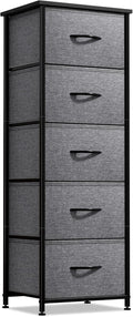 Sorbus Nightstand with 5 Drawers - Bedside Furniture & Night Stand End Table Dresser with Steel Frame, Wood Top, Easy Pull Fabric Bins for Home, Bedroom Accessories, Office & Dorm