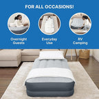 SleepLux Twin Air Mattress Supersoft Snugable Top Extra Durable Tough Guard with Built-in Pillow Raised 15" Airbed with Built in Pump + USB Charger Twin 15", Small, Grey