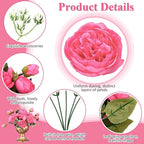 Hoteam 24 Bundles Artificial Peonies Flowers Wedding Faux Flowers Silk Peony Bouquet Bulk Bride Fake Florals Arrangements for Table Centerpieces Wedding Party Vase Decor (Hot Pink)