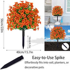 2-Pack 22 Inch Fall Outdoor Artificial Plants with Stake, Imitation Boxwood Flower Balls UV Resistant Fake Green Plants Bushes for Yard Patio Front Door Decoration