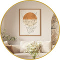 Sweetcrispy 24in Round Bathroom Mirrors for Wall, Bathroom Mirrors for Over Sink, Wall Decor for Bathroom, Entryway, Bedroom, Vanity, Classical Gold
