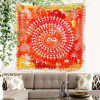 Batmerry Tribal Art Abstract Tapestry, Traditional Ancient Tribal Indian Rural Wall Art Hanging Decoration Polyester Fiber White Ruffled Around for Dorm Room Bedroom Living Room, 59.1x59.1 inches