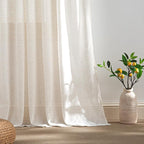 RYB HOME Ivory Sheer Curtains for Living Room, Linen Blend Filter Sunlight Glare Vertical Luxury for Bedroom Dining Office Window, Rod Pocket & Back Tab, W52 x L90, 2 Panels