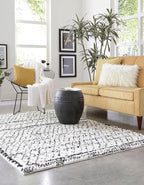 Rugs.com Morocco Collection Rug – 5' x 8' Ivory High-Pile Rug Perfect for Living Rooms, Large Dining Rooms, Open Floorplans
