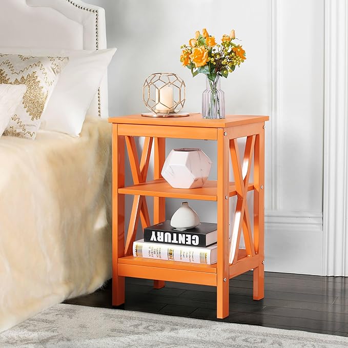 VECELO Modern Nightstands X-Design Side End Table Night Stand with Storage Shelf for Bedroom,Living Room,