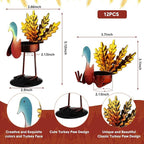 Sieral 12 Pieces Thanksgiving Candle Holder Metal Turkey Tea Light Candle Holders Thanksgiving Table Centerpieces Decoration Turkey Candlesticks for Fall Holiday Fireplace Home Centerpiece