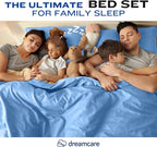 DREAMCARE Full Size Sheets - Cooling Bed Sheets - 4pcs Set - up to 15" Deep Pocket Full Sheet Set - Sheets Full Size Bed - Soft & Long Lasting 100% Fine Brushed Polyester with Side Pocket - LightBlue