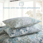 Secgo Queen Size Comforter Set- 100% Cotton Quilt Queen Size Set, Green, Sage bedspreads (90 * 96 Inch) with 2 Pillow Shams, Patchwork Reversible Lightweight Bedding