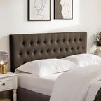 Tufted Upholstered Headboard King Size, Solid Wood Head Board with Durable Metal Legs, Adjustable Height Bed headboard from 37” to 51” Fabric Headboard in Modern Button Design, Chocolate