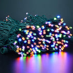 YULETIME 100 ft 300 Count Multicolor LED String Lights with 8 Models Adapter, Green Wire Wide Angle 5mm Christmas Lights (Multicolor - Green Wire)
