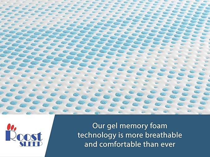 Roost Sleep Cool Cloud Supreme 3 Inch Gel Memory Foam Full Mattress Topper – Cooling, Ventilated Design for Back and Pressure Relief