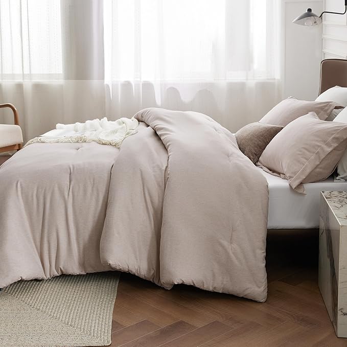 Bedsure California King Comforter Set - Warm Taupe Soft Bedding for All Seasons, Cationic Dyed Bed Set, 3 Pieces, 1 California King Size Comforter (104"x96") and 2 Pillow Shams (20"x36"+2")