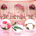 Geosar 8 Bundles Artificial Peonies Flowers Fake Silk Peony Bouquet Faux Peonies Flowers Bulk for Decoration Vase Floral Arrangements Wedding Party Table (Rose Pink,Light Pink)