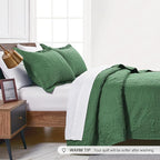Love's cabin King Size Quilt Set Olive Green Bedspreads - Soft Bed Summer Lightweight Bedspread Comforter - Modern Style Coin Pattern Coverlet for All Season - 3 Pieces (1 Quilt, 2 Pillow Shams)