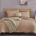 Monbix Queen Comforter Set - 7 Pieces Rust Pink Bed in a Bag Queen Bedding Sets with Comforters, All Seasons Comforter Bed Set with Sheets,Pillowcases & Shams