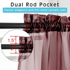 OVZME Burgundy Sheer Curtains 84 inch Length 2 Panels Set, Light Filtering Sheer Privacy Curtain Drapes, Rod Pocket Window Treatments Voile Curtains for Living Room Bedroom, 42" W x 84" L