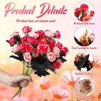 Hotop 12 Bunches of Artificial Flowers Centerpiece 13 Inches Silk Faux Roses Bouquets for Table Decoration Realistic Bouquet Arrangement Boho Faux Flowers for Wedding (Rose Red)