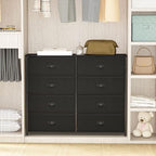 Furnulem Dresser with 8 Fabric Drawers, Wide Console Table for 50'' TV, Storage Organizer Unit for Bedroom, Office, Dorm, Closet, Hallway, Sturdy Metal Frame & Wood Top (Black)