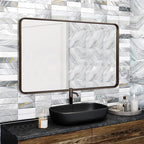 ANDY STAR 48x32 Inch Bronze Bathroom Mirror, Rounded Rectangle Oil Rubbed Bronze Mirrors for Bathroom,Tube Metal Framed, 1’’ Deep Wall Mounted Vertically/Horizontal