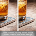Thirstystone Let It Snow 4 Pack Assorted Tumbled Tile Stone Coasters with Protective Cork Backing 4" Square Manufactured in The USA