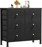 BOLUO Black Dresser for Bedroom 6 Drawer Dressers & Chests of Drawers Small Fabric Dresser Storage for Closet Modern