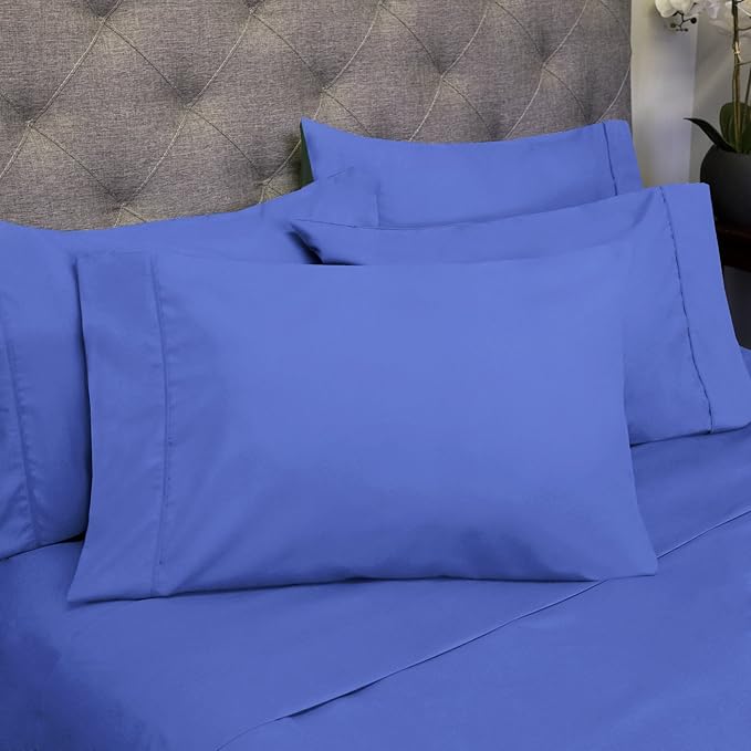Cal King Size Bed Sheets - 6 Piece 1500 Supreme Collection Fine Brushed Microfiber Deep Pocket California King Sheet Set Bedding - 2 Extra Pillow Cases, Great Value, California King, Royal Blue