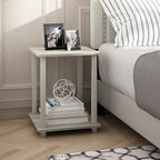 Furinno SIMPLISTIC Side Table Set of 2, 2-Tier End Table, Nightstand, Night Stand, Bedside Table, Easy Assembly, for Living Room, Bedroom, Sonoma Oak