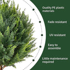 23”Artificial Cedar Topiary Ball Tree Set of 2 with Ground Spikes, UV Resistant Artificial Bushes Fake Plants for Home Front Door Offices