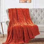 Walensee Fleece Blanket Plush Throw Fuzzy Lightweight (Queen Size 90x90 Orange) Super Soft Microfiber Flannel Blankets for Couch, Bed, Sofa Ultra Luxurious Warm and Cozy for All Seasons