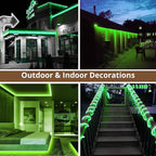 LED Rope Lights, 16.4 Feet Green Flat Flexible Strip Light, Plug in Novelty Lighting, Connectable and Waterproof for Home Christmas Holiday Garden Patio Party Decoration
