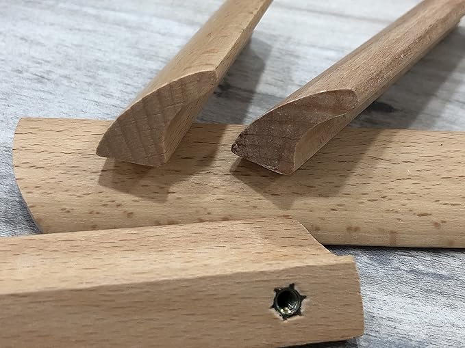 2Pcs Unfinished Wood Solid Furniture Pulls Handles,Unfinished Unpainted Paintable Wooden Handles Cupboard Closet Drawer Handle Pull,Length 3.54",Hole Dis.2.52"