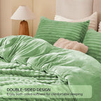 BEDELITE Fleece Queen Comforter Set -Super Soft & Warm Fluffy Green Bedding, Luxury Fuzzy Heavy Bed Set for Winter with 2 Pillow Cases