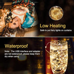 Curtain Lights, 300 LED Dimmable Fairy Lights with Remote and Timer, 8 Modes, USB Powered String Lights for Room Wall Party Xmas Indoor Decor, Warm White, 2 Pack