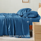Bedsure Cooling Sheets Twin, Rayon Derived from Bamboo, Breathable & Soft Twin Sheets Set, Deep Pocket Up to 16 Inches, Hotel Luxury Silky Bedding for Hot Sleepers, Peacock Blue