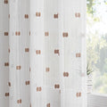 MYSKY HOME White Curtains for Bedroom 72 Inch Length Long Sheer Curtains for Kids Room Nursery Curtains with Taupe Patched Design Rod Pocket Privacy Window Drapes Dining Room 52" x 72" 2 Panels