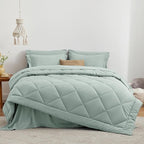 Love's cabin King Size Comforter Set Aqua, 7 Pieces King Bed in a Bag, All Season Bedding Sets with 1 Comforter, 1 Flat Sheet, 1 Fitted Sheet, 2 Pillowcase and 2 Pillow Sham