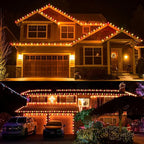 Brizled Outdoor Christmas Lights, 16FT 25 LED Red & Warm White C9 Christmas Lights, Connectable Xmas Tree Light, UL Certified Indoor Light String Waterproof for Outside House Roof Tree Party Decor
