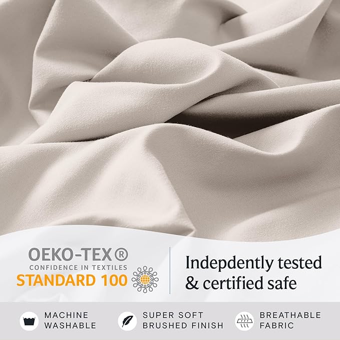 LuxClub 3 PC Sheet Set Bed Sheets Deep Pockets 16" Eco Friendly Wrinkle Free Cooling Machine Washable Hotel Bedding Silky Soft - Linen Twin XL
