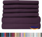 Sweet Home Collection 6 Piece 1500 Supreme Collection Brushed Microfiber Deep Pocket Sheet Set-2 Extra Pillow Cases, Great Value, Split King, Purple
