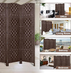 Rose Home Fashion 6 ft Tall Room Divider, Room Dividers and Folding Privacy Screens, 15.7in Privacy Screen 4 Panel Partition Temporary Wall Separation for Private, Brown