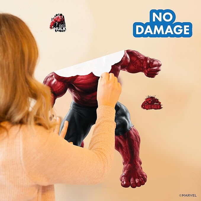 Marvel Captain America: Brave New World Red Hulk Wall Decal - 23" Avengers Hulk Vinyl Stickers for Bedroom Bathroom Decor - Peel and Stick Room Decorations