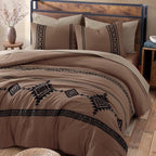 MaiRêve Embroidery Full Size Comforter Set Brown, Farmhouse Western Boho Bedding Set 7 Pieces, All Season Bed in A Bag Comforter Set with Sheets, Pillowcases & Shams