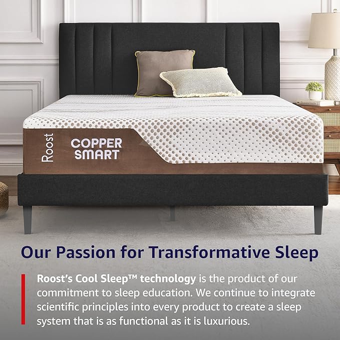 ROOST SLEEP 14-Inch King Mattress with Medium Firm Support, CertiPUR-US Certified, Copper Smart Thermic Cooling Gel Memory Foam for Hot Sleepers, Made in USA