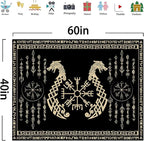 OSUNBD Nordic Vikings Tapestry, Small 6040 inches Soft Flannel, Vegvsir Symbol Twins Dragons Celtic Rune Scandinavian Aesthetic Mythology Tapestry Wall Hanging for Bedroom Living Room Decor